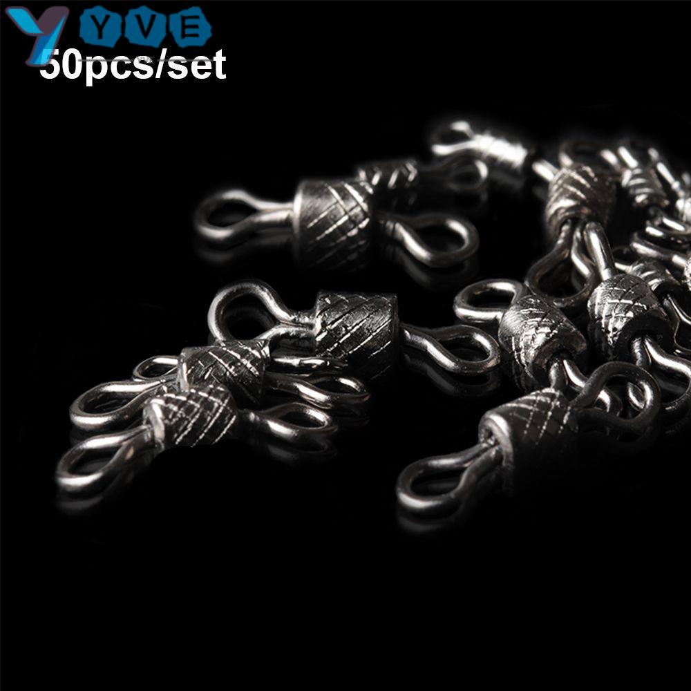Set 50 đầu nối tròn câu cá bằng thép không gỉ độ bền cao chịu tải 2 # 4 # 6 # 8 # 10 # 12 #