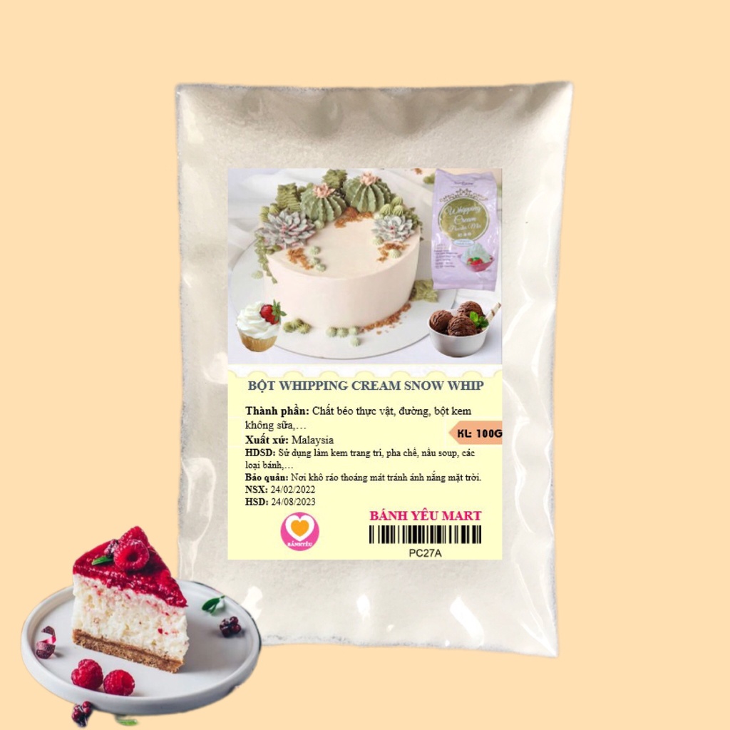 Bột Whipping Cream Malaysia Chia-100g