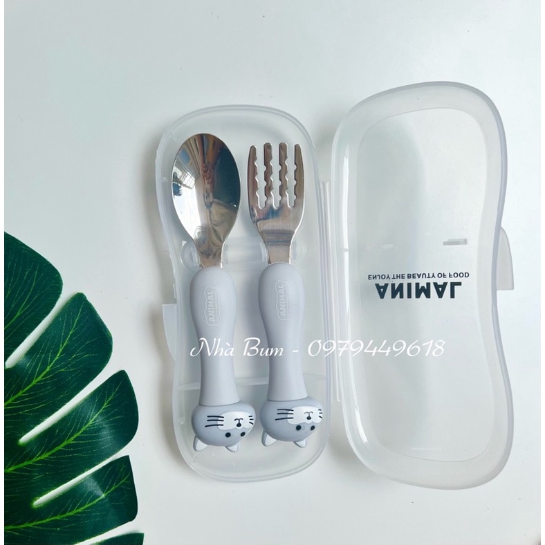 Set thìa nĩa con thú mới xinh xinh cho bé ăn dặm - Nhà bum lienlebc - thìa dĩa ăn dặm