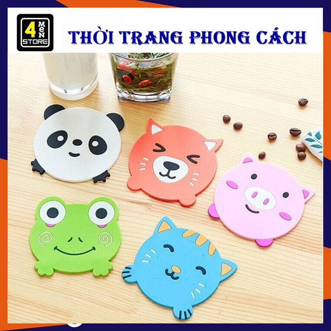 Đế Lót Ly Sillicon Hình Thú Siêu Dễ Thương - Miếng Đế Lót Ly Nước Hình Thú CuTe Nhiều Màu