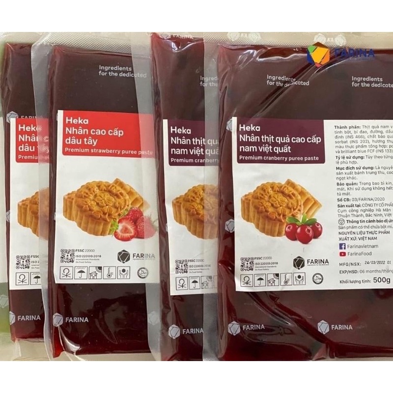 Nhân bánh trung thu sên sẵn cao cấp Farina Heka / Taiwa đủ vị 500g