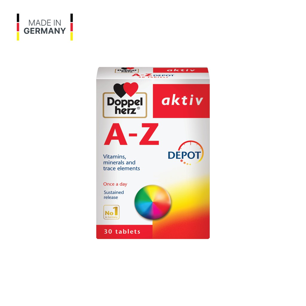 [TPCN Nhập Khẩu] Viên uống Vitamin tổng hợp tăng cường sức khỏe đề kháng Doppelherz Aktiv A-Z Depot (Hộp 30 viên)