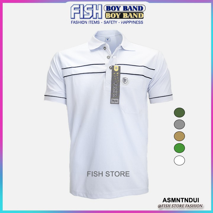 Áo phông nam trung niên có cổ polo form rộng tay ngắn cotton đẹp cao cấp FF12B