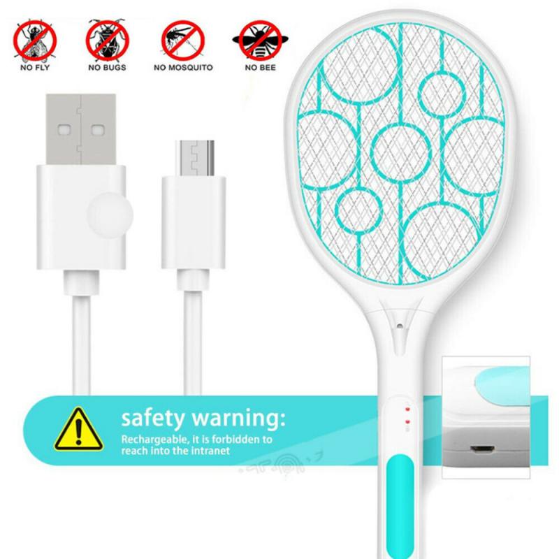 ☃Pin mùa hè Năng lượng điện Fly Swatter Điện Máy xua đuổi côn trùng bọ Zapper Vợt không dây Tay cầm dài Máy diệt muỗi ch