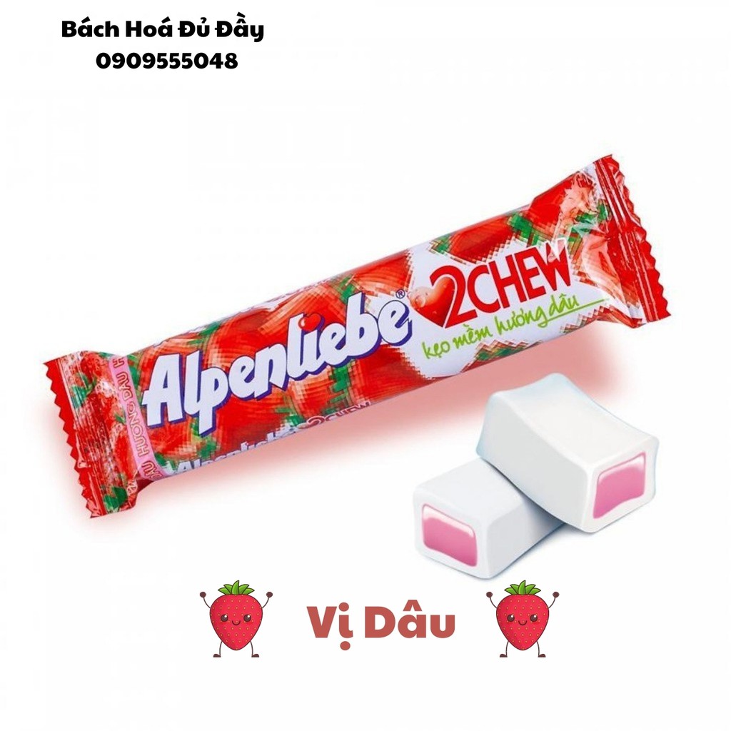 Kẹo dẻo mềm trái cây Alpenliebe vị Dâu, Nho, Dưa Hấu thơm ngon hấp dẫn