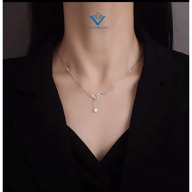 Dây chuyền bạc dây thiên hà sao thả đá sao lấp lánh