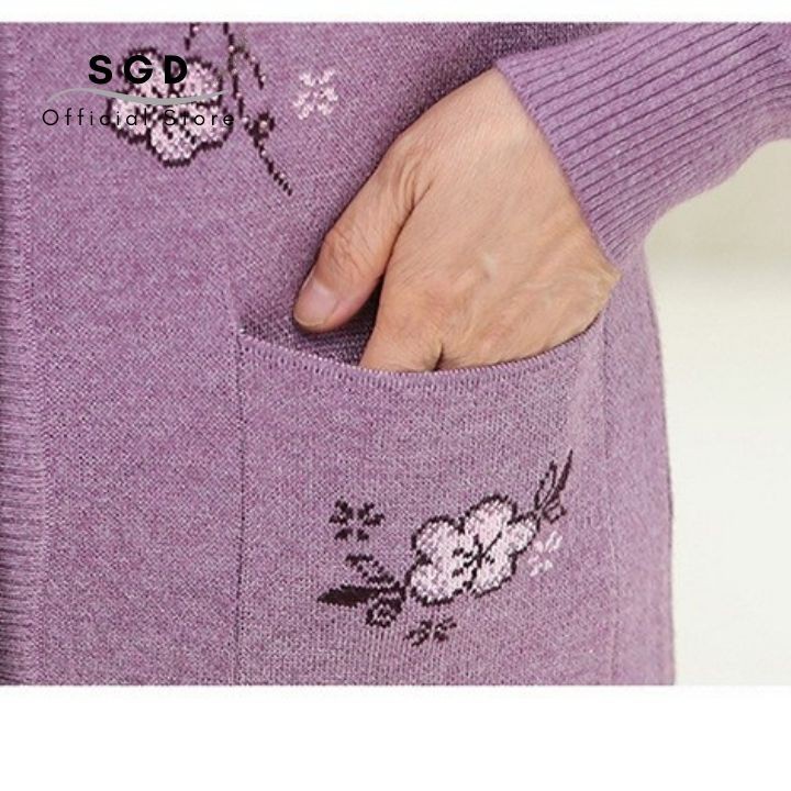 Áo khoác len trung niên nữ cổ tròn khuyu cài cao cấp, nhã nhặn làm quà tặng bà, tặng mẹ 60 đến 90 tuổi mùa thu đông