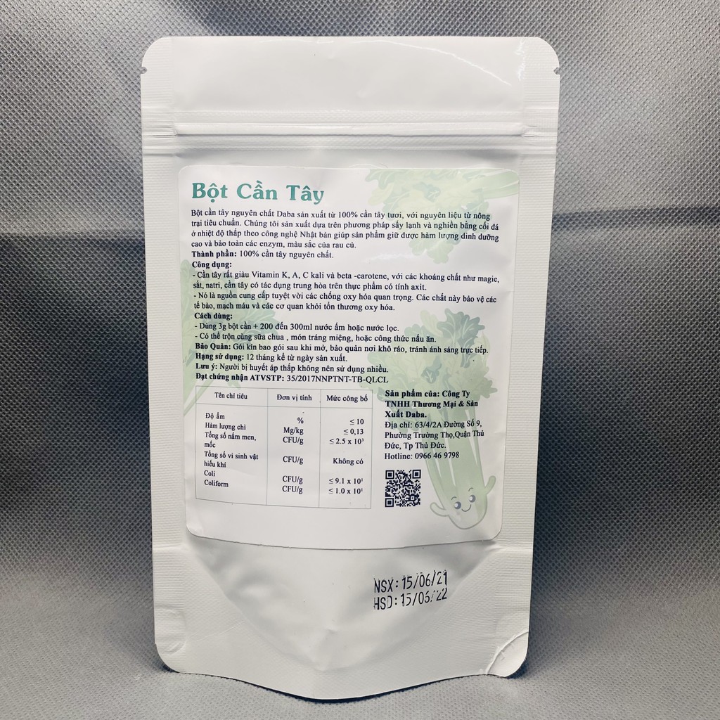 Bột Cần Tây Nguyên Chất Daba Túi 50g giảm cân hiệu quả