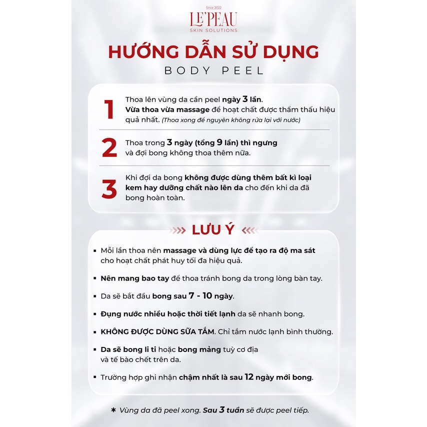 Peel Body Tái Tạo Da Toàn Thân, peel nách, thay da sinh học giúp làm sáng các vùng da, trắng sáng mịn màng