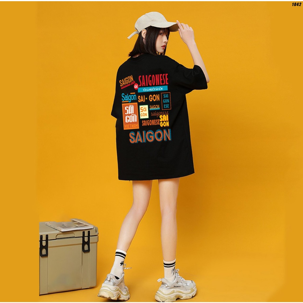 Áo thun unisex form rộng tay lỡ SAIGONESE 1042 HY KOREA