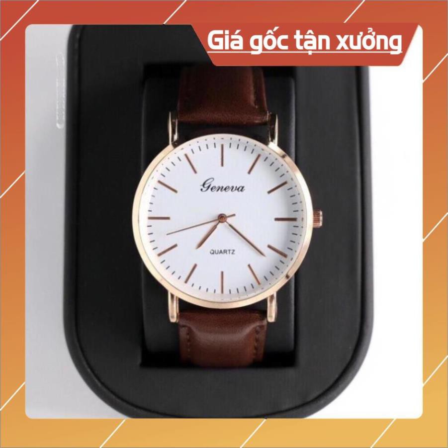 Rẻ Nhất Shopee Đồng Hồ Nữ Dây Da Cao Cấp Geneva Platinum Khung Thép Không Gỉ Mạ Vàng Ánh Kim Tinh Xảo