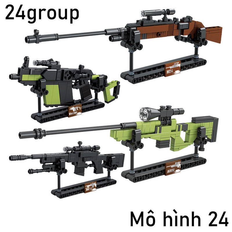 [COMBO 4 BỘ] MÔ HÌNH ĐỒ CHƠI LẮP RÁP LEGO SÚNG PUBG FREEFIRE AWM VECTOR MK12 M24 NON LEGO BUILDING BLOCK GUN chính hãng