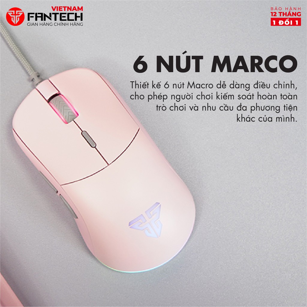 Chuột Gaming Cao Cấp FANTECH UX3 HELIOS 16000DPI Switch Huanno 6 Phím Macro Phần Mềm Tùy Chỉnh Riêng LED RGB