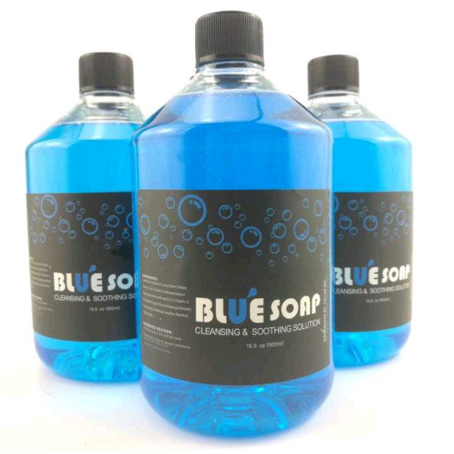 Dung dịch tạo bọt Bluesoap 500ml ,nước rửa hình xăm sau phun chai xanh