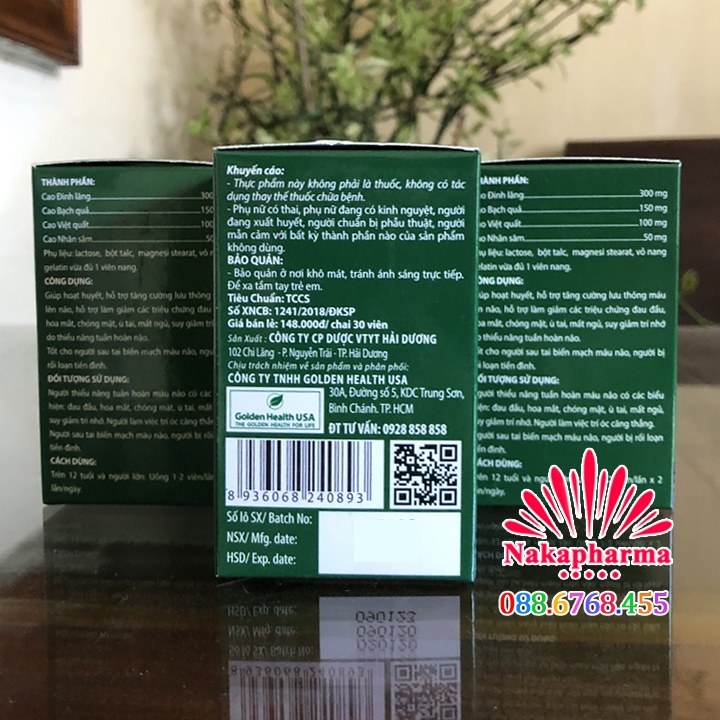 Hoạt Huyết Ginton Gold Golden Health – Giảm đau đầu chóng mặt, rối loạn tiền đình, thiểu năng tuần hoàn não