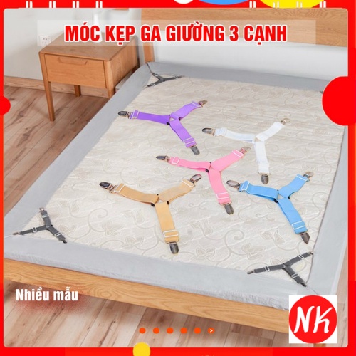 Set 4 Móc kẹp GA GIƯỜNG 3 CẠNH co dãn chống xê dịch, giữ phẳng ga trải giường