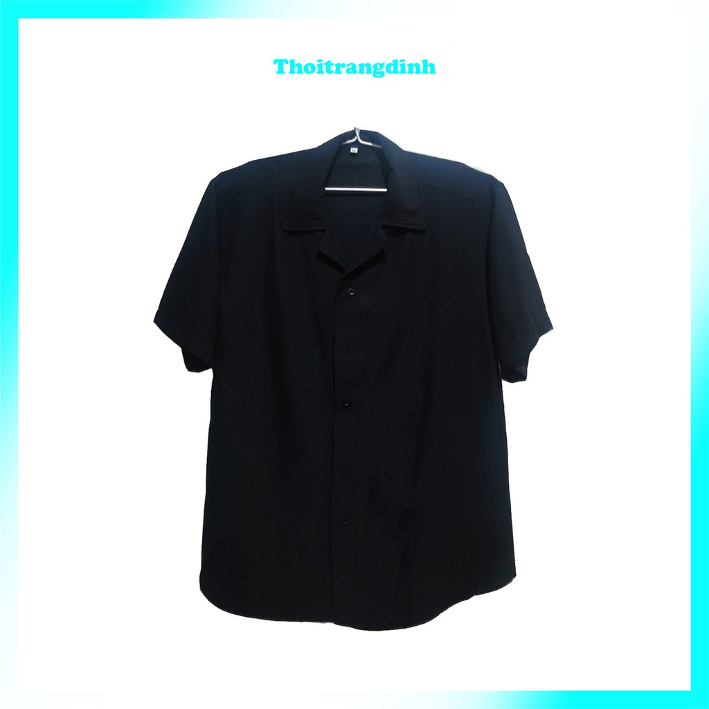 Áo sơ mi Trắng Đen Cổ Vest ngắn tay form rộng unisex nam nữ vải lụa | BigBuy360 - bigbuy360.vn