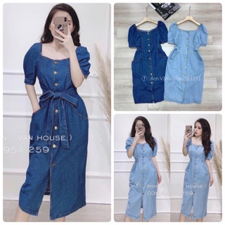 Đầm jeans cổ u