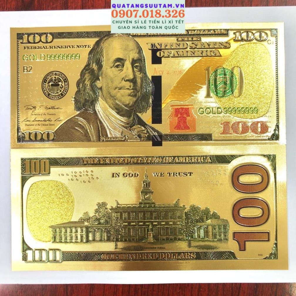 BỘ 7 TỜ Lá vàng 100 USD Mẫu Mới Lì Xì Tết Cực Ý Nghĩa