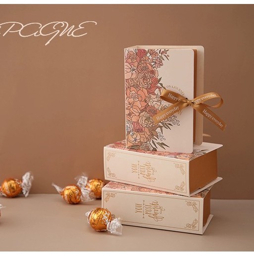 (Kích thước  8 * 4,5 * 12cm) - Hộp giấy đựng quà tặng gắn ruy băng Happy Every, đựng son môi, nước hoa, sô cô la vv..