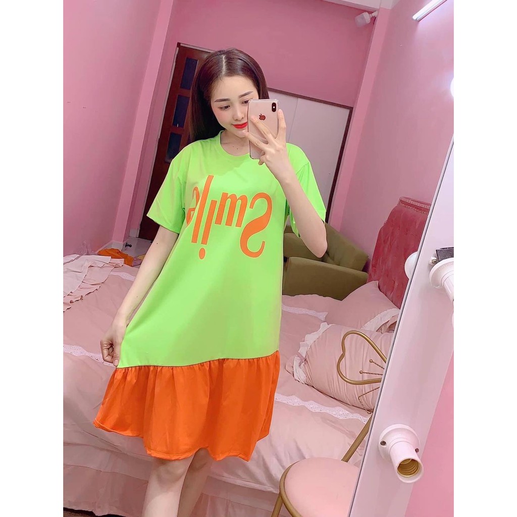 Đầm Babydoll phối màu nổi bật Smile / Hot Trend nhiều màu
