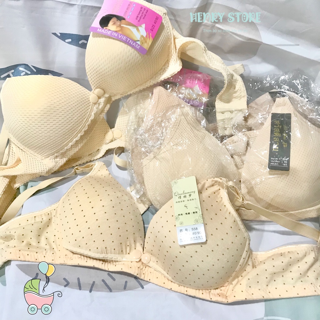 Áo lót bầu cotton thông hơi & thoáng khí & siêu thoải mái màu da sáng có nút size 38/40/42/44