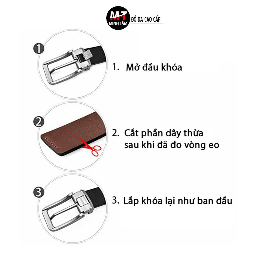 Thắt lưng nữ Minh Tâm da bò , khóa kim kẹp MT725 , nâu