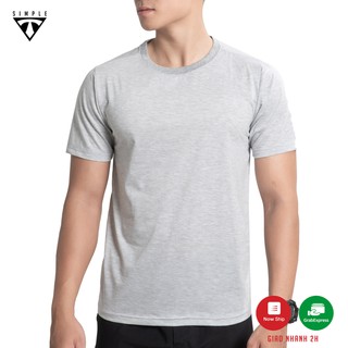Áo Thun Nam Cotton cổ tròn TSIMPLE phông basic tay ngắn vải co giãn, dày dặn , form chuẩn  màu Xám