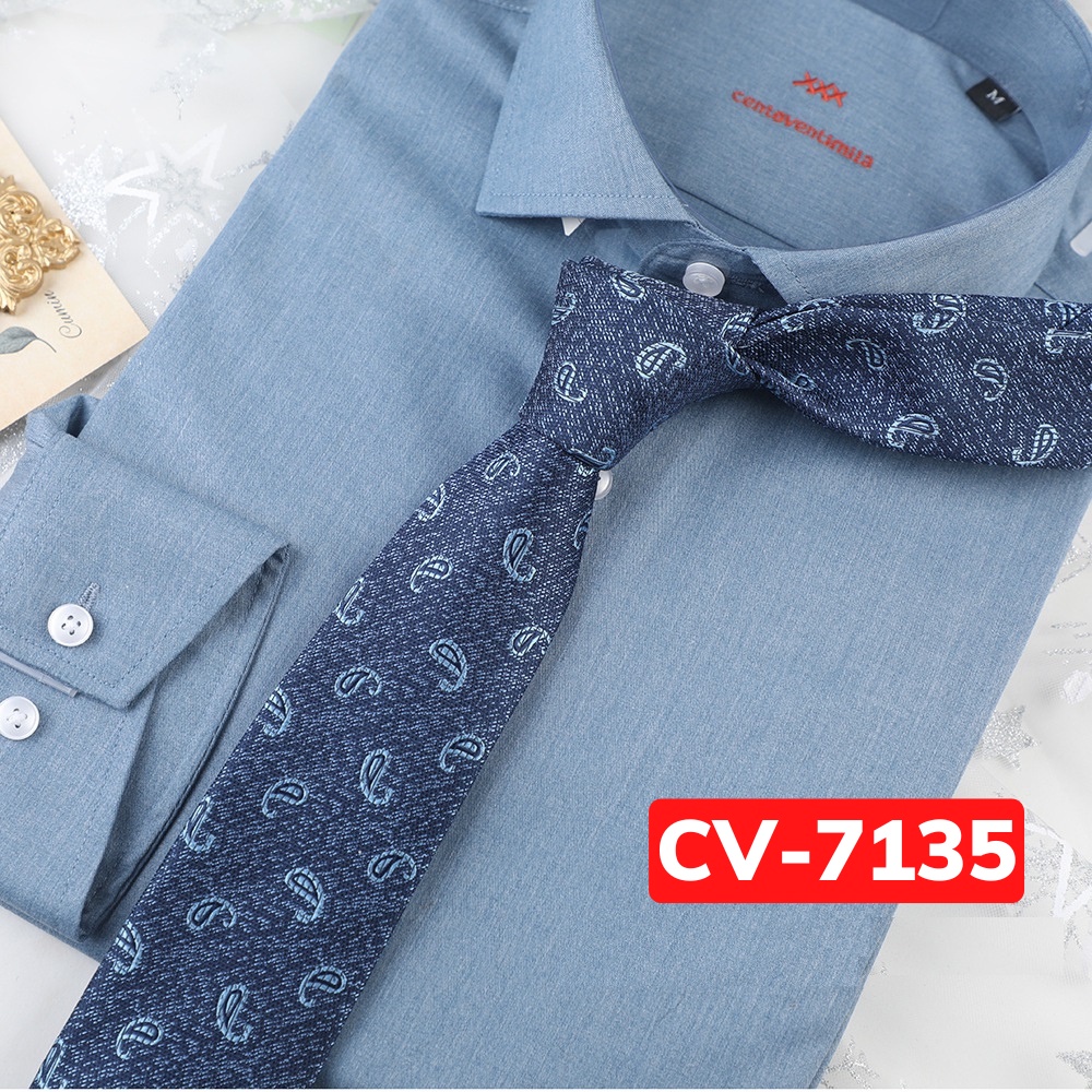 Cravat Nam cỡ trung 7cm cao cấp nhiều mẫu lựa chọn, cà vạt chú rể, Cavat dự tiệc, Calavat công sở CV-7135