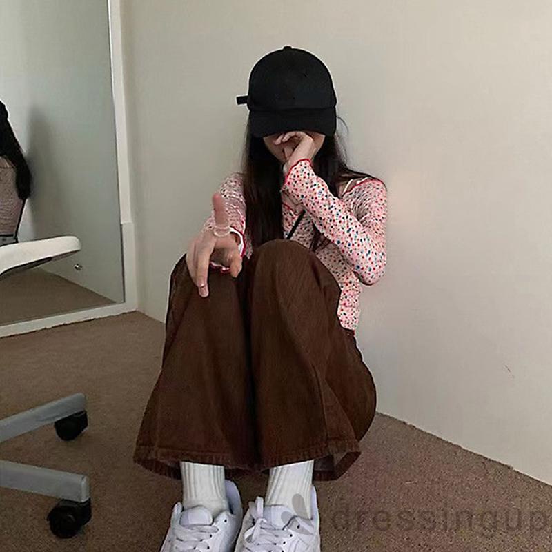 Quần ống rộng lưng cao màu trơn phong cách cổ điển thời trang cho nữ