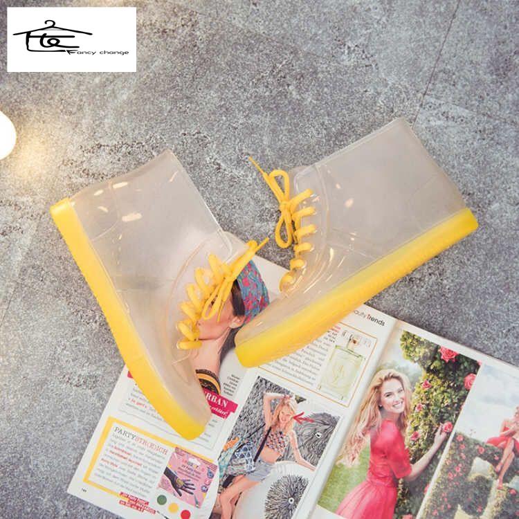 Ủng Cao Su Trong Suốt Chống Trượt Chống Thấm Nước Thời Trang Hàn Quốc Cho Nữ