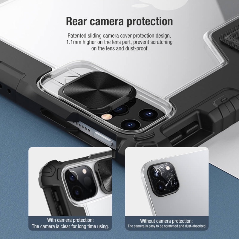 Bao da Nillkin Bumper Case cho iPad Gen 9 / 10 2022 / Pro 11 , 12.9 inh / M1 / M2 / Air 4/ 5 , lắp trượt bảo vệ camera