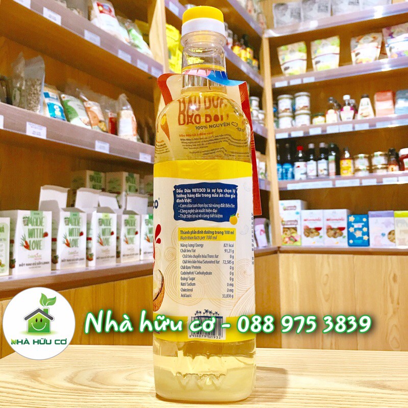 Dầu ăn Vietcoco - Dầu dừa Vietcoco - Dầu dừa Vietcoco Cooking oil - Date: 9/2023 - Nhà Hữu Cơ