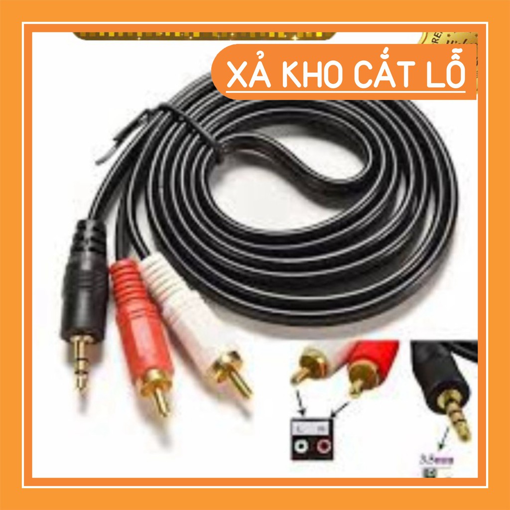 (SEO OFF)  Dây Loa 1 ra 2 Full Box 1 đầu jack 3,5mm 1 đầu ra 2 AV dài - 1.5M - 3M - 5M siêu rẻ