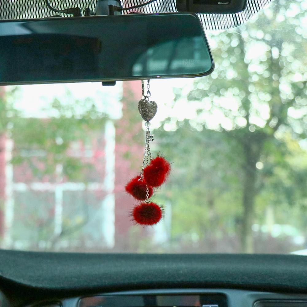 SUYO Dây Treo Trang Trí Gương Chiếu Hậu Xe Hơi Đính Pha Lê Thời Trang