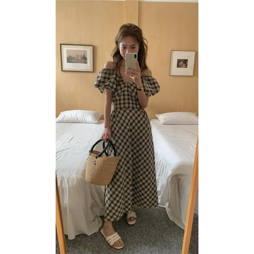 Đầm Ca Rô Thắt Dây Lãng Mạn Kiểu Pháp 63241