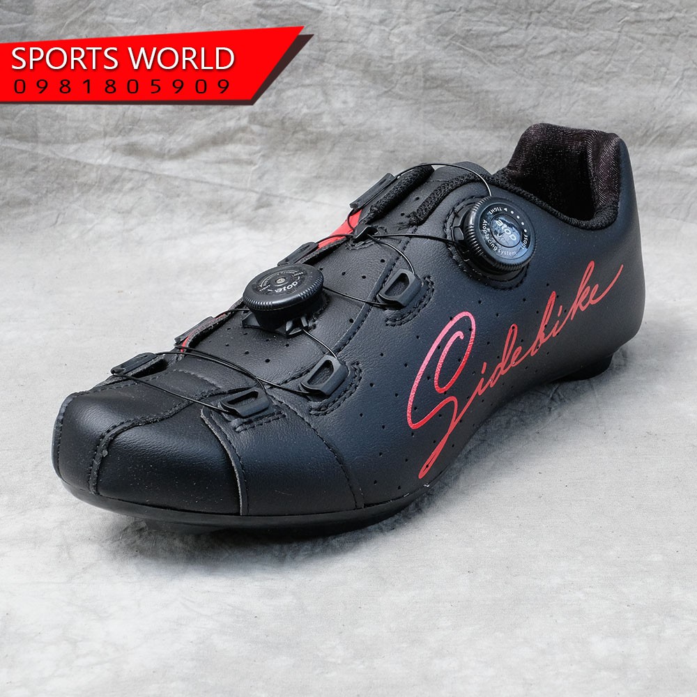 Giày can đạp xe, 2 khóa vặn, dòng Road SD-019 SIDEBIKE -BLACK-RED
