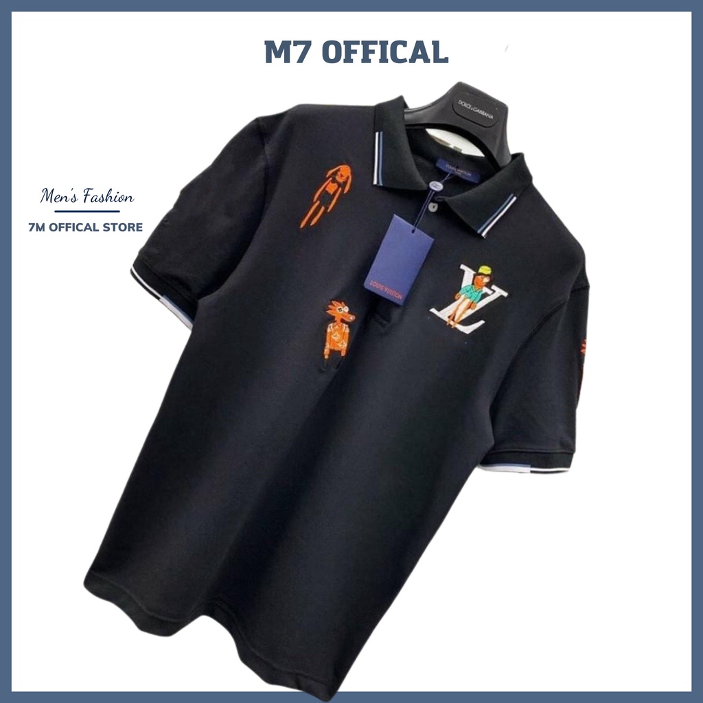 Áo thun nam POLO thêu hình cá tính M7  vải cá sấu cotton cao cấp ngắn tay sang trọng
