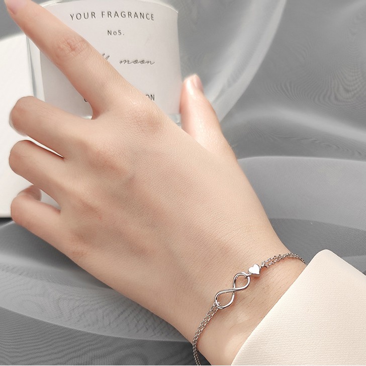 Vòng tay nữ bạc mạ 925 cao cấp hình vô cực phong cách nhẹ nhàng hàn quốc trang sức CINLA VT004