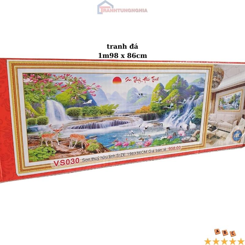 Tranh đính đá, tranh thêu chữ thập phong cảnh sơn thủy hữu tình