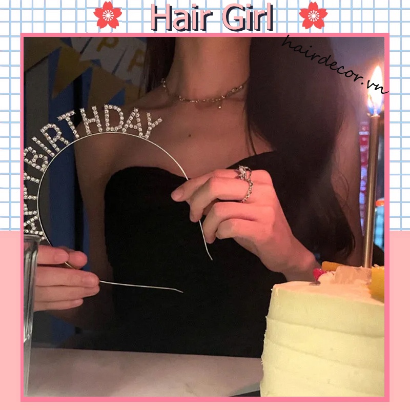 Băng Đô Hình Chữ Happy Birthday Đính Đá Lấp Lánh Xinh Xắn