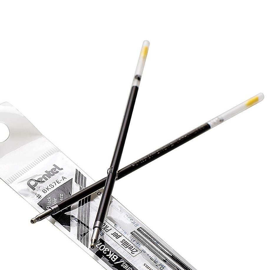 Bút Bi Bấm Nhật Bản Pentel BK250 Ngòi 0.7mm Mực Đen / Bút Bi Mực Nước Vỏ Đen Sang Trọng/ Có Thể Thay Ngòi