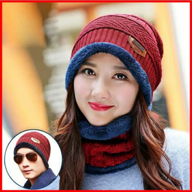 MŨ LEN KÈM KHĂN ỐNG LÓT LÔNG SIÊU ẤM