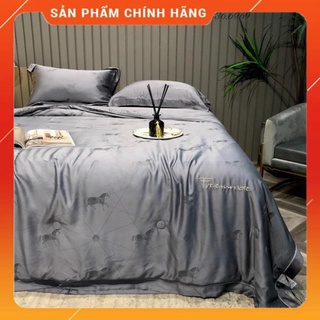 Bộ chăn ga gối tencel 100s 5d freemonde chăn trần vân chìm - bst 1