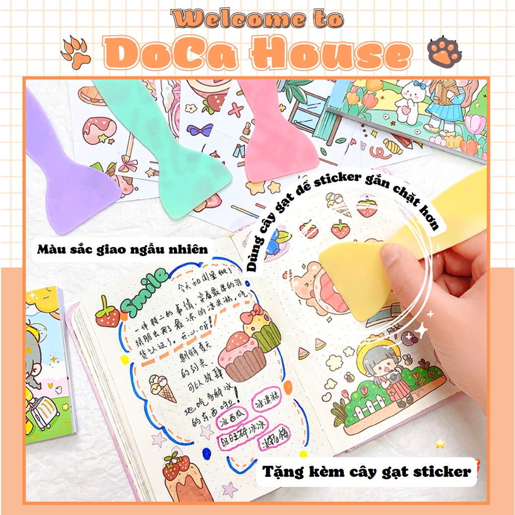 Sổ 25 Tấm Sticker Nhãn Dán Trang Trí Kèm Dụng Cụ Dán Dễ Thương