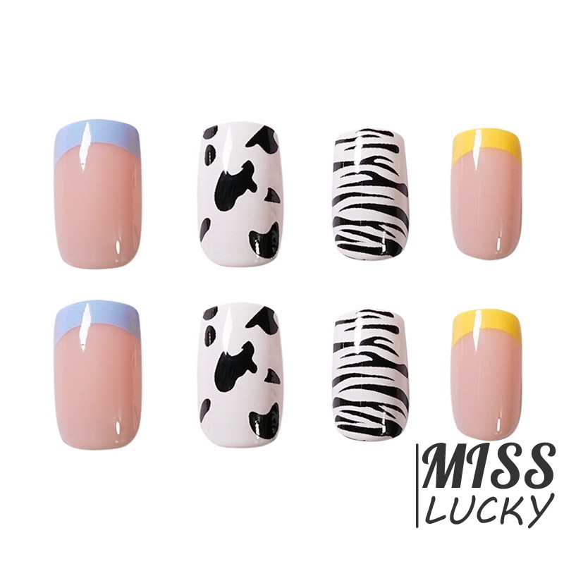 VN (Hàng Mới Về) Set 24 Miếng Dán Móng Tay Giả Họa Tiết Mèo Đáng Yêu