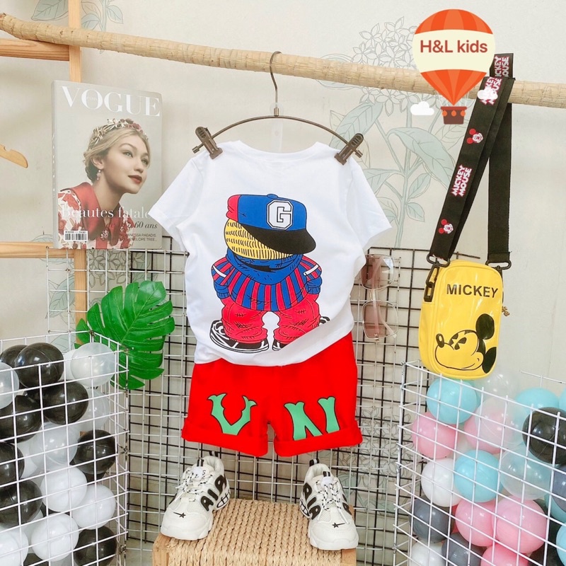 Bộ bé trai mèo Garfield áo in trước sau còn size 11,12