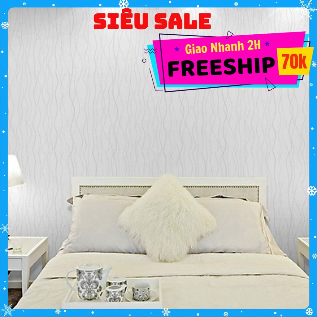 Decal giấy dán tường 10M sợi chỉ trắng khổ 45cm keo sẵn, sang trọng