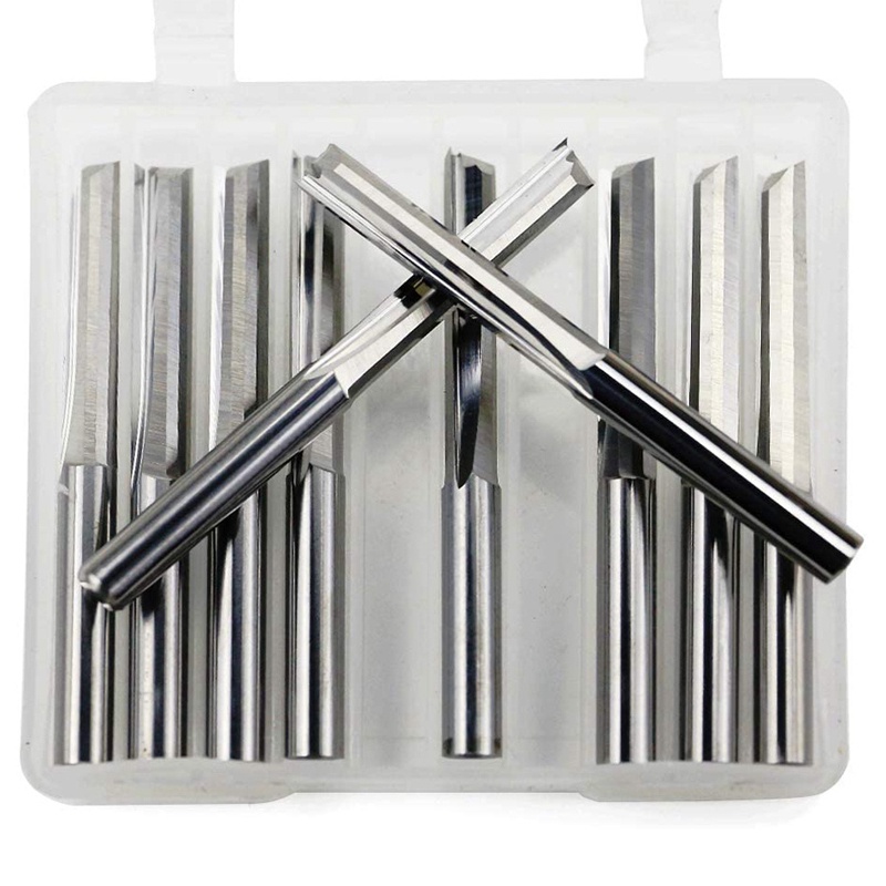 Bộ 10 Cái Trục Đường Kính 3.175mm 3.175mm Mũi Khoan Cắt 2 Rãnh Thẳng Bằng Thép Vonfram 22mm Chuyên Dụng