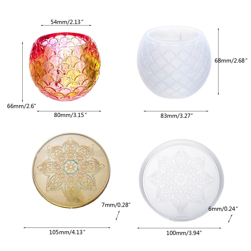 Set 6 Khuôn Silicon Làm Đế Lót Ly Thời Trang